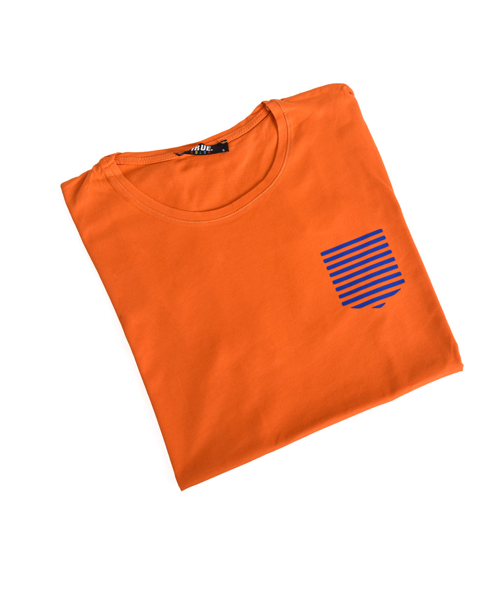 Kimland T-shirt Orange avec Poche Rayée Homme