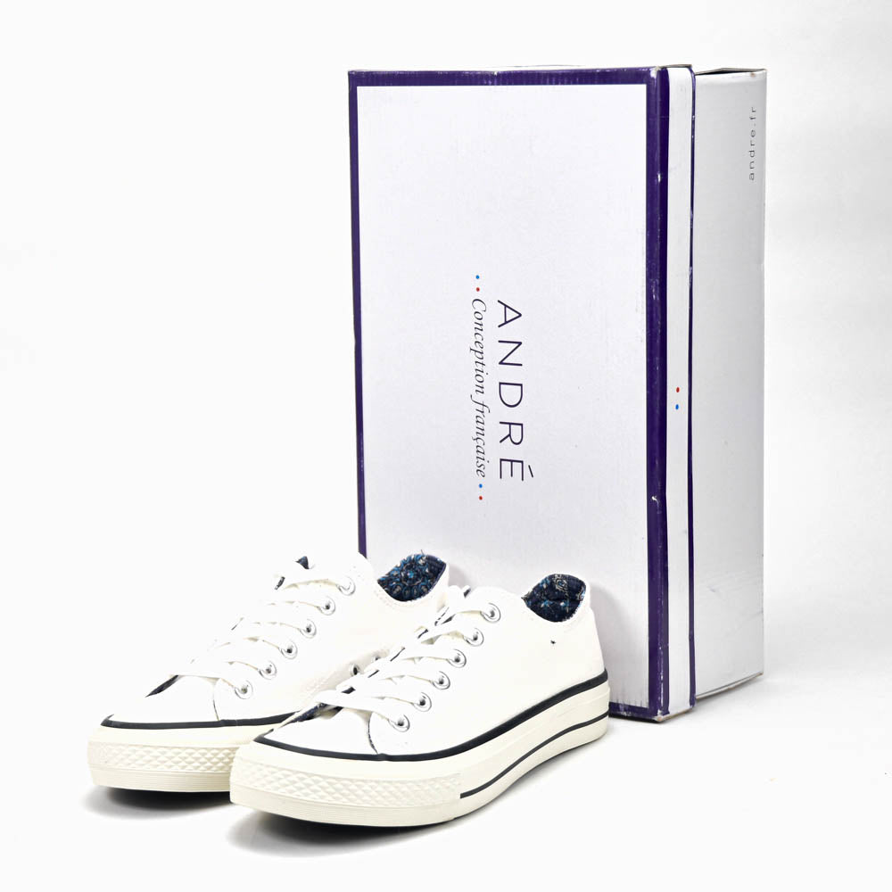 André Baskets Basses Toile Blanc Homme