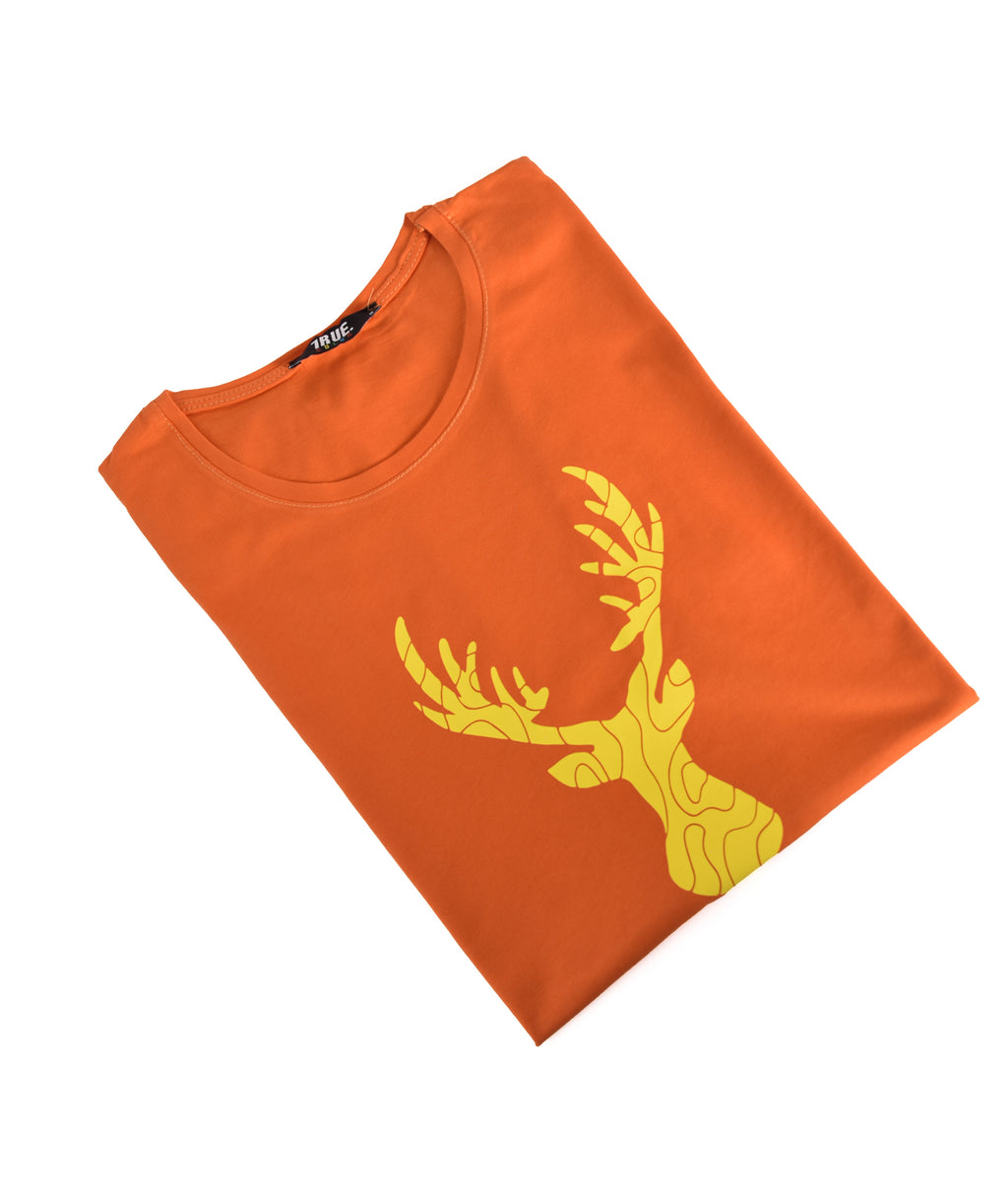 T-shirt ORANGE LOGO JAUNE MOTIF CERF