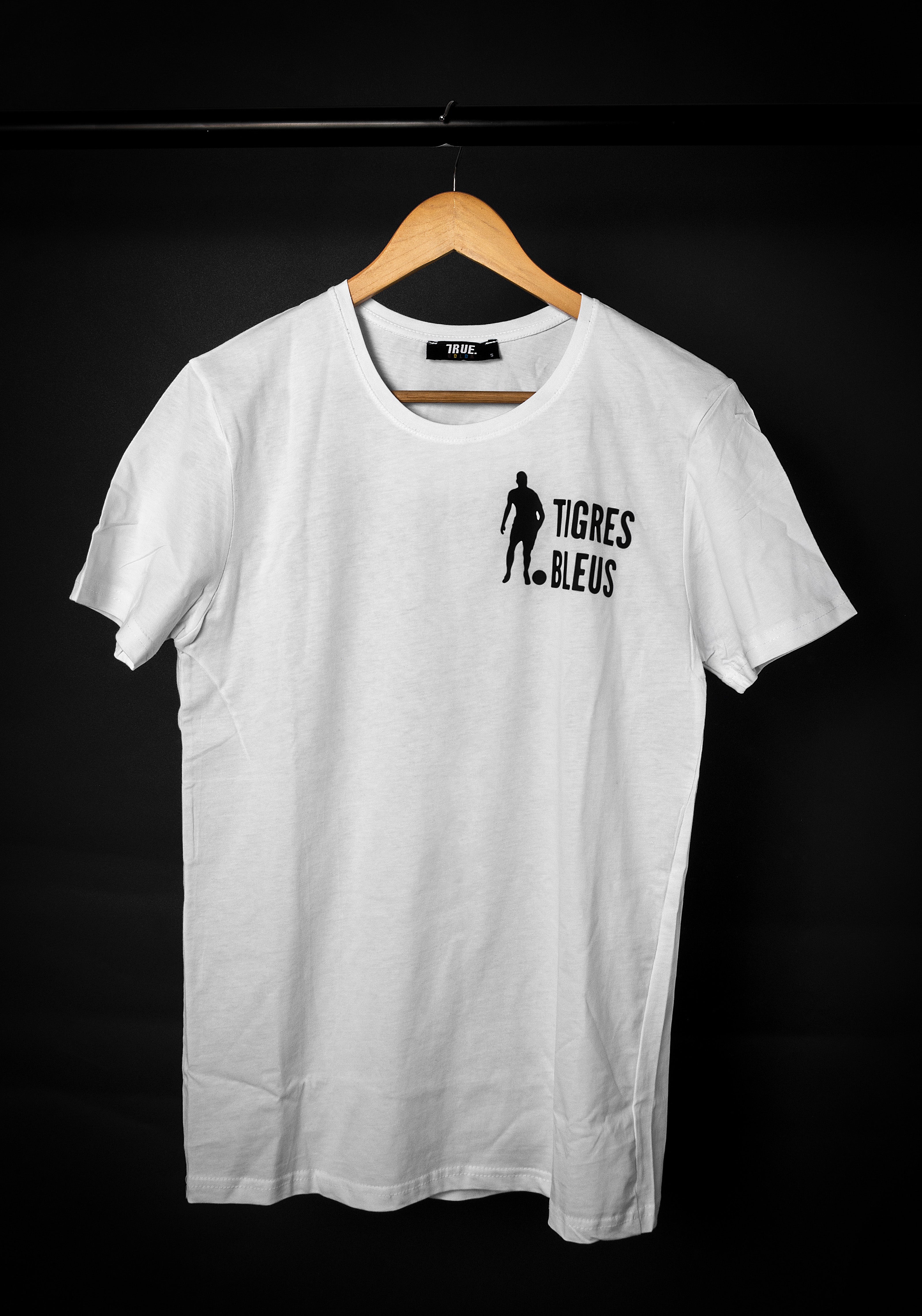 T-shirt BLANC MOTIF TIGRES BLEUS