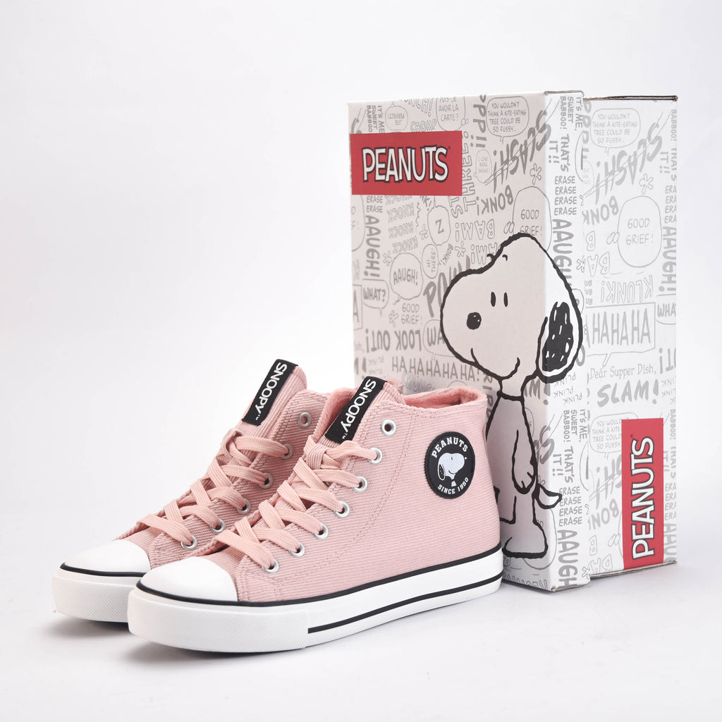 Peanuts Baskets Montantes Snoopy en Toile Rose Femme