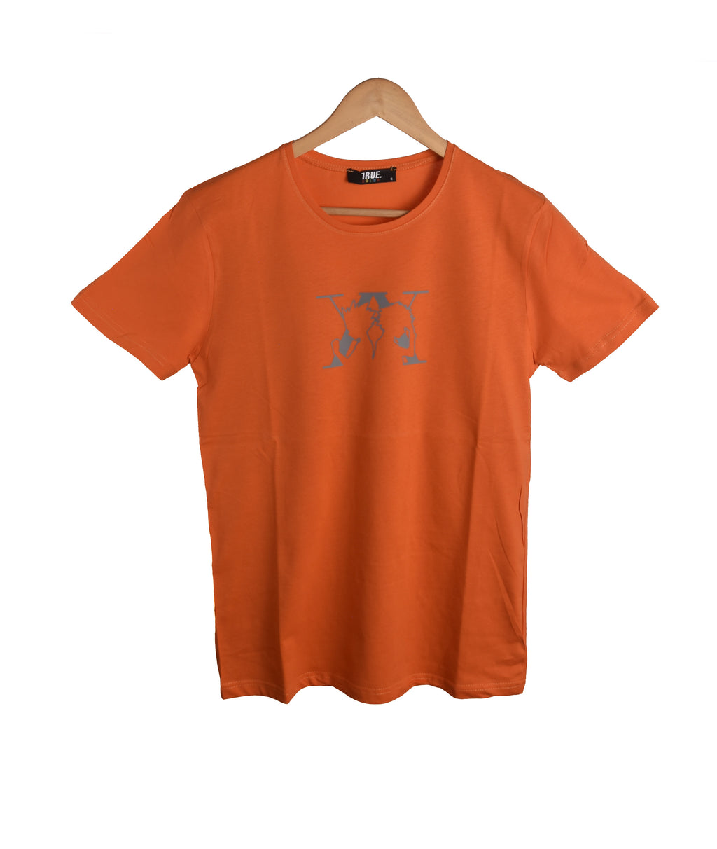 T-shirt ORANGE AVEC LOGO GRIS MANGA JAPONAIS