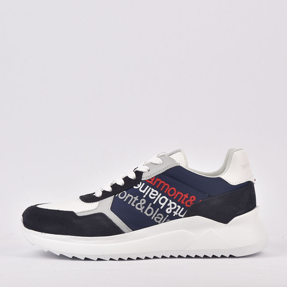 HARMONT AND BLAINE SCARPA UOMO CAMOSCIO  TEX FABRIC BLU  BIANCO  ﻿ 6