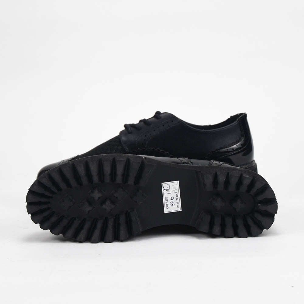 André Chaussures Derby Style Richelieu Noir Femme