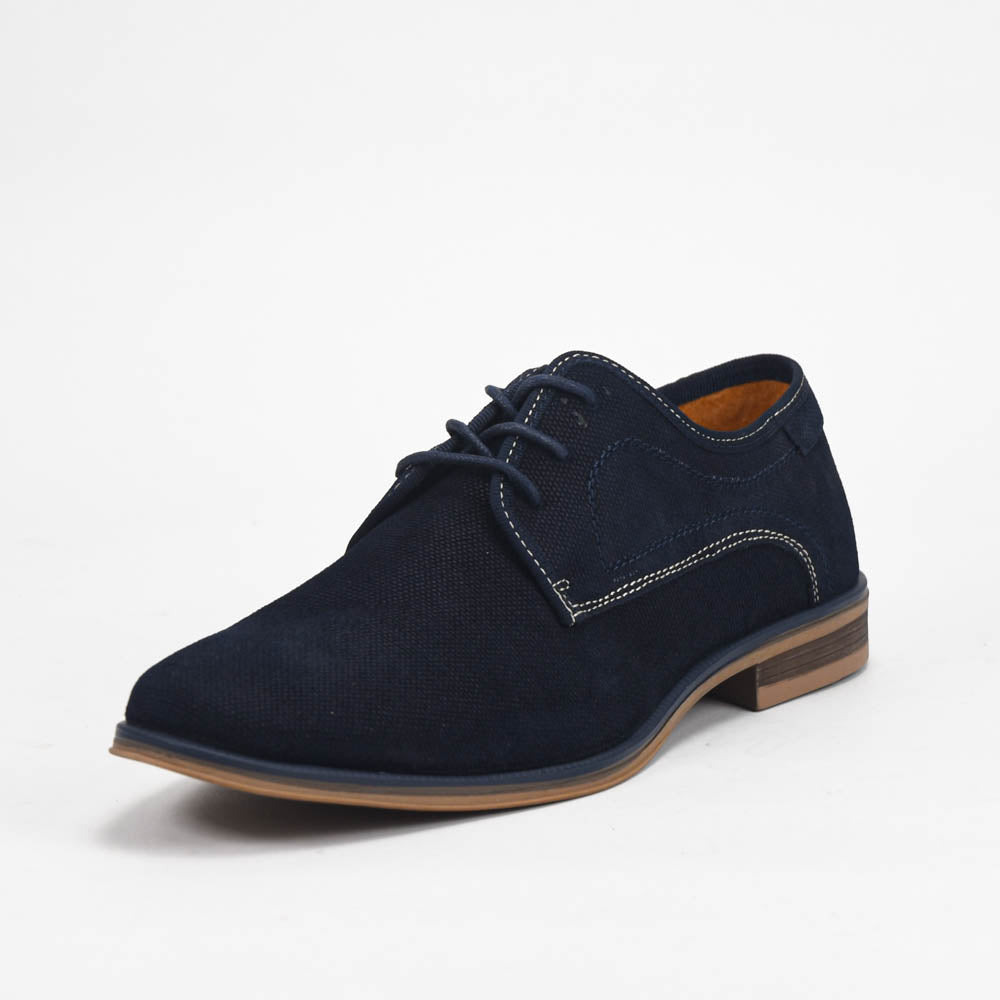 André Chaussures Derbies Élégantes en Toile Bleu Marine Homme