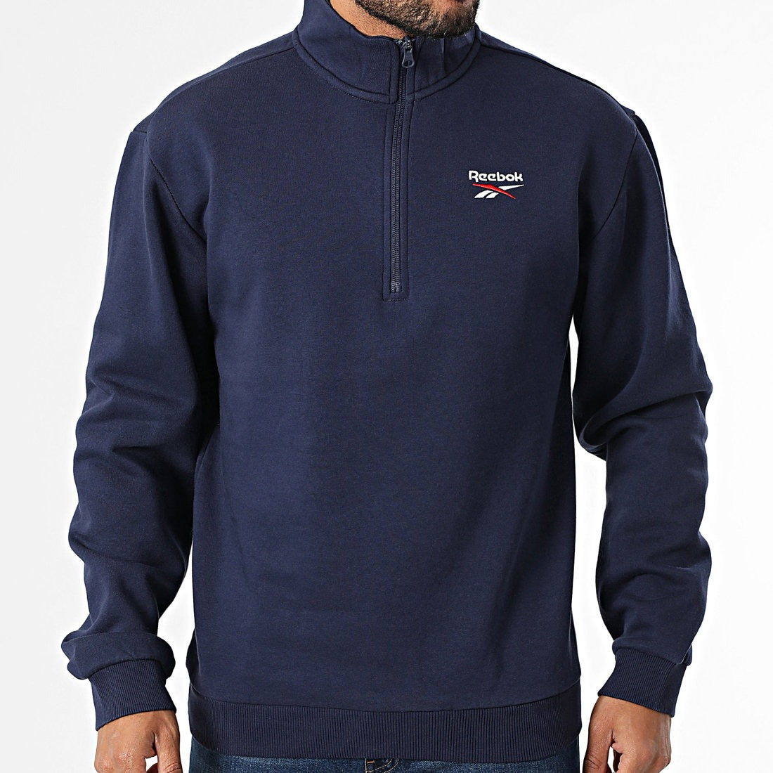 Reebok Sweat Col Zippé Molleton Confortable Homme