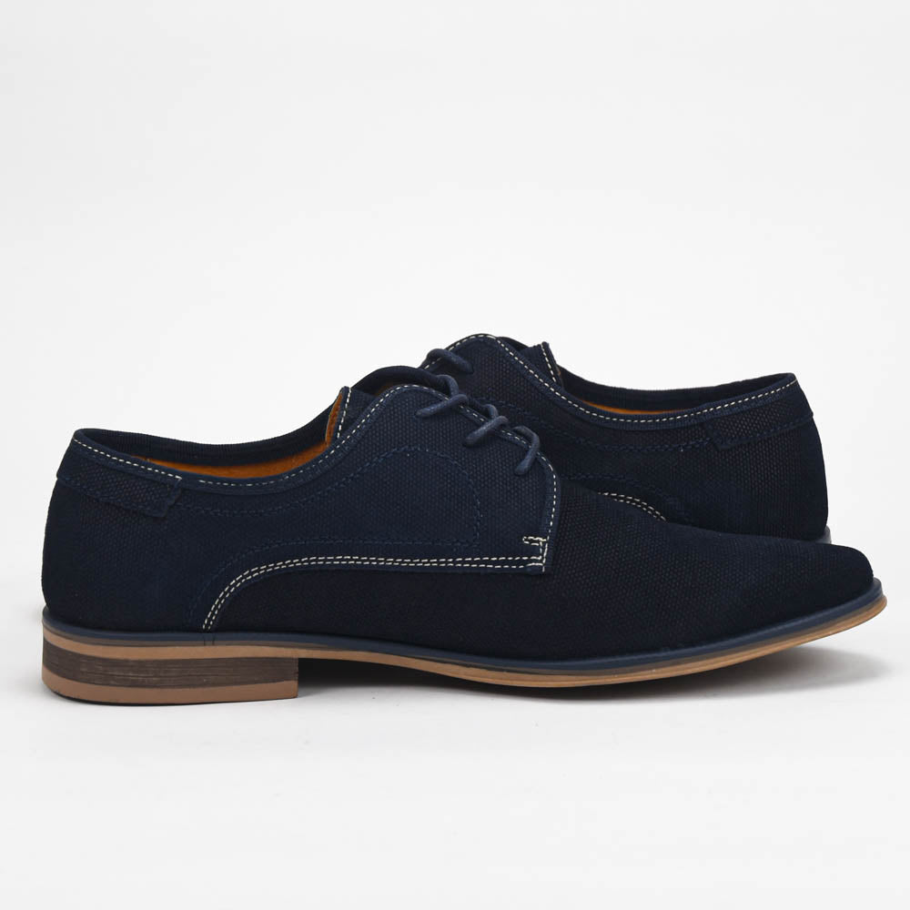 André Chaussures Derbies Élégantes en Toile Bleu Marine Homme