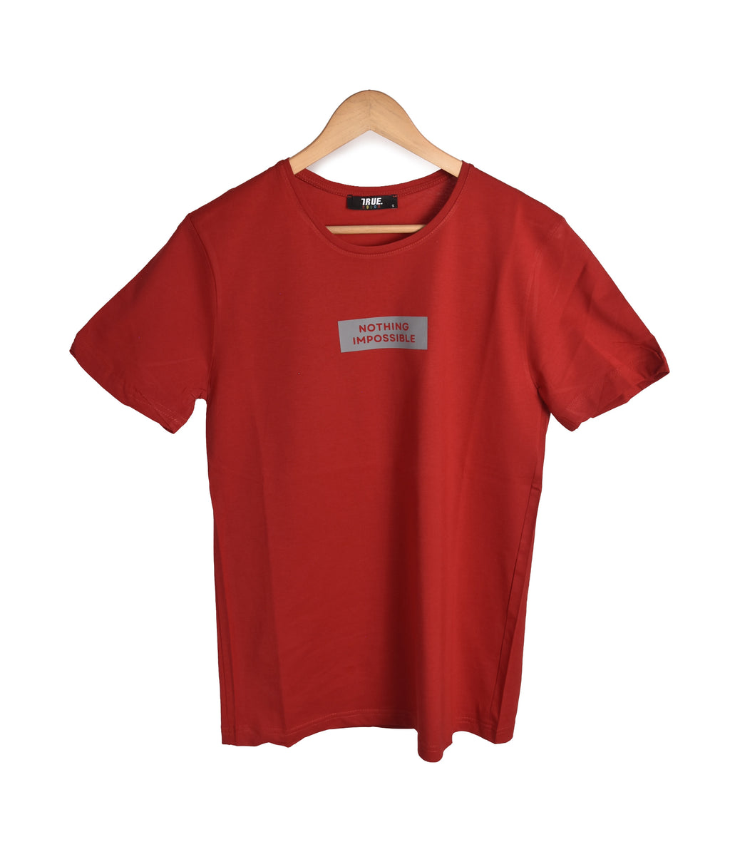 Kimland T-shirt Rouge Imprimé Nothing Impossible Homme