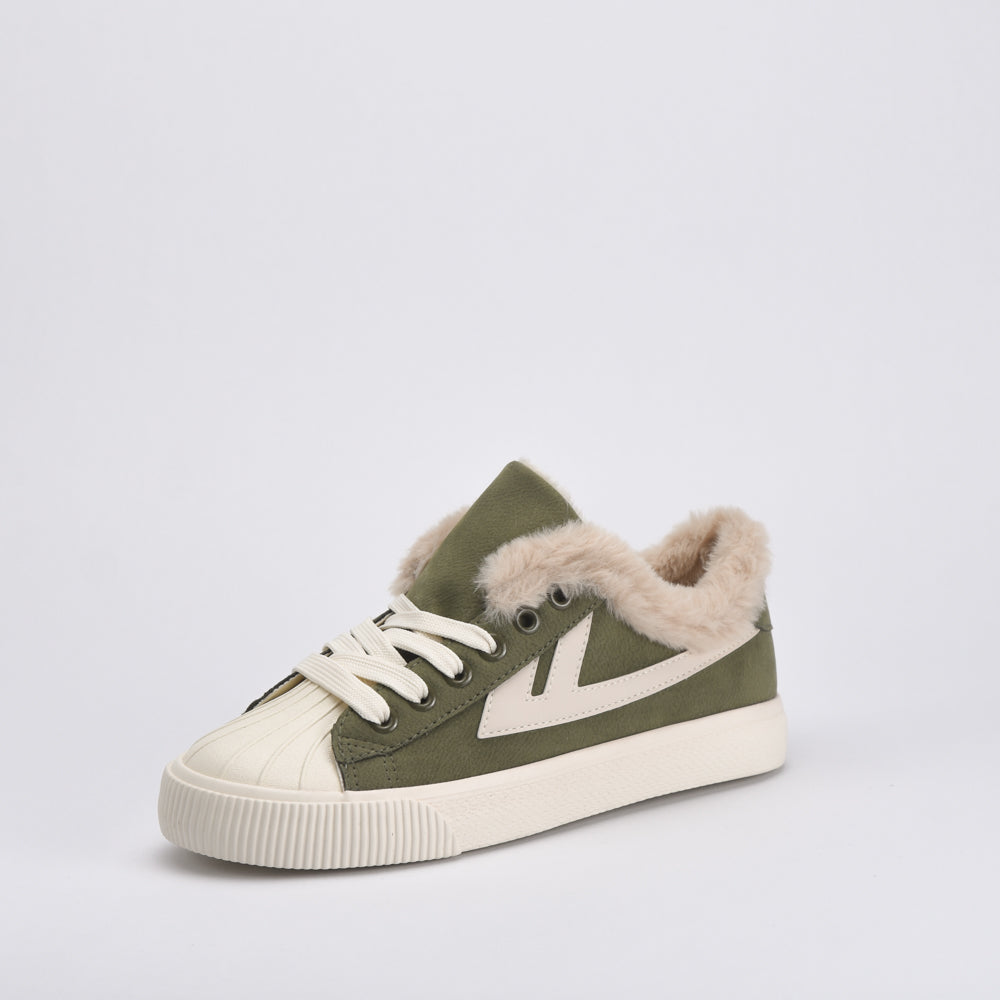 Warrior Baskets Fourrées Hiver Femme Vert Olive