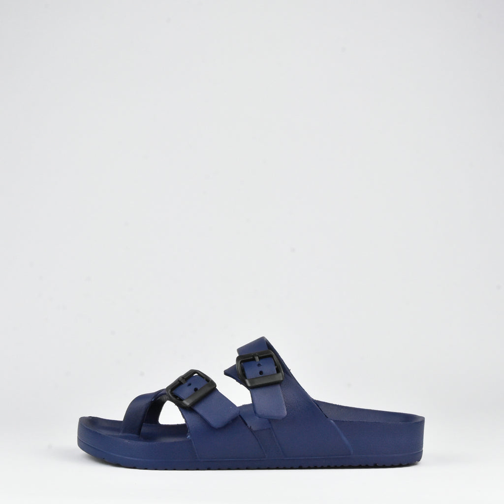 Kito Claquettes Boucles Confortables Bleu Marine Homme