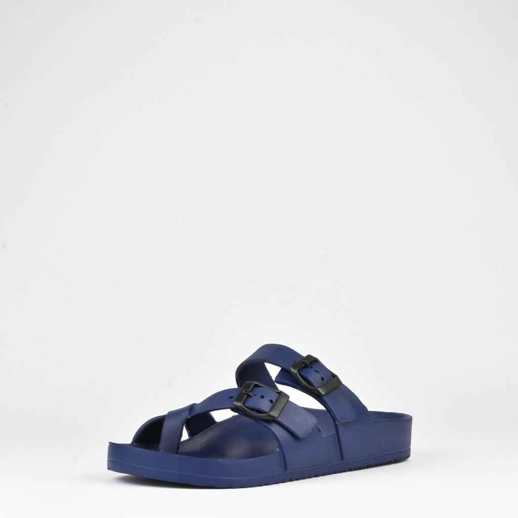 Kito Claquettes Boucles Confortables Bleu Marine Homme