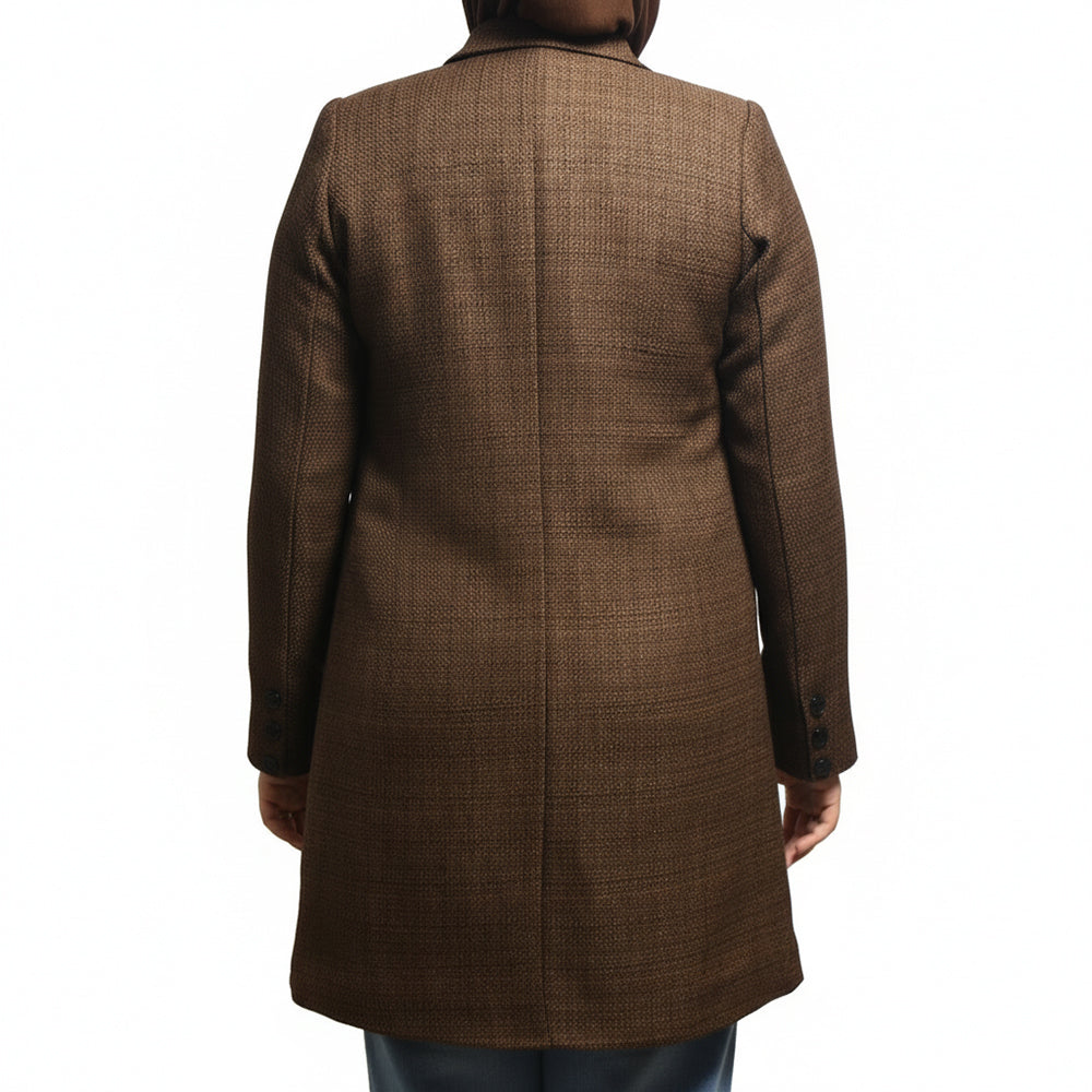 PAK Veste Longue Double Boutonnage Femme Marron