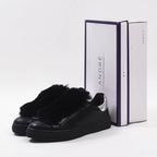 André Baskets Noires Fourrure Élégantes Femme