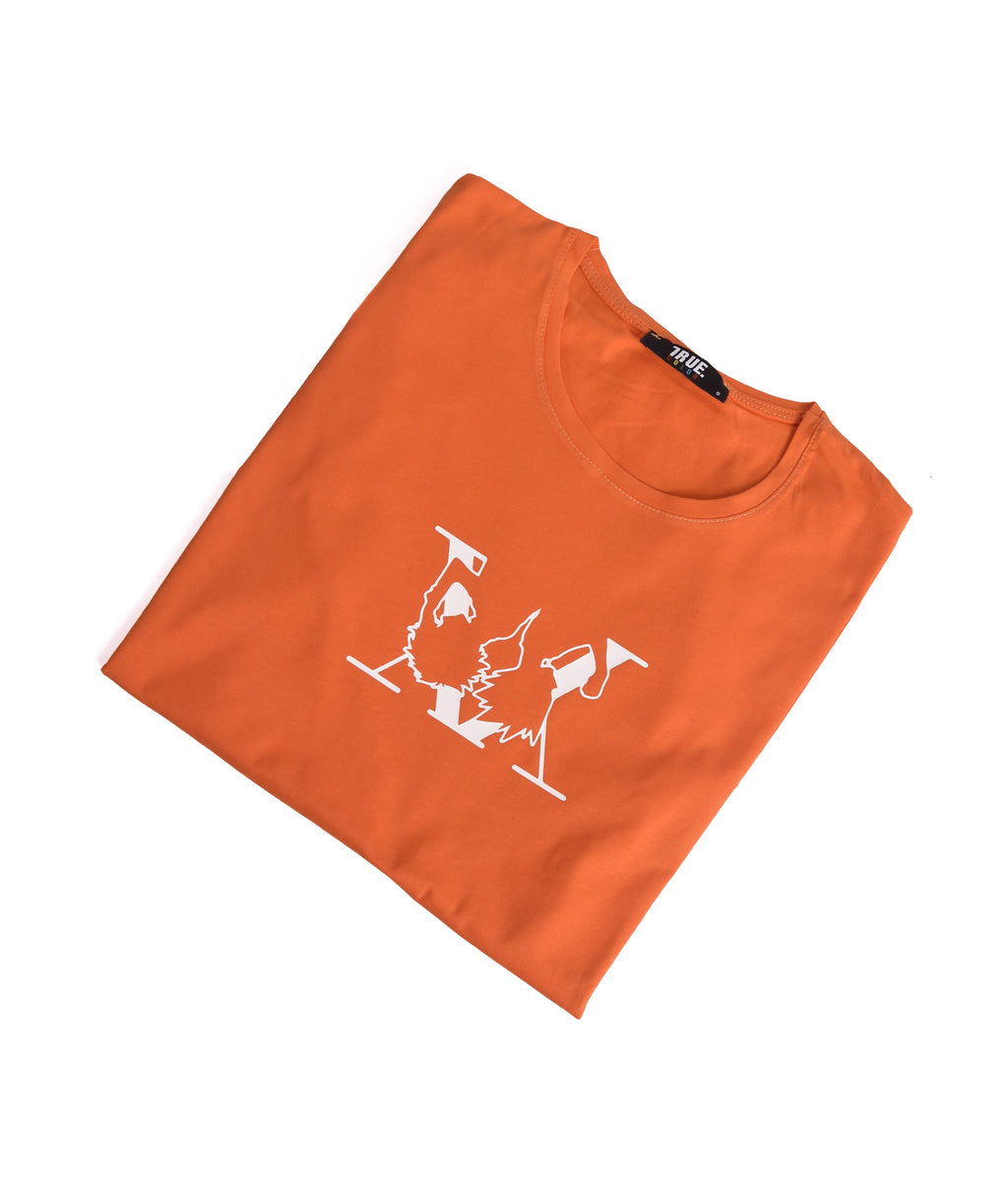 T-shirt ORANGE AVEC LOGO BLANC MANGA JAPONAIS