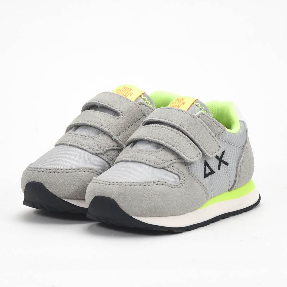 SUN68 Baskets Enfant Confortables Gris et Jaune Fluo