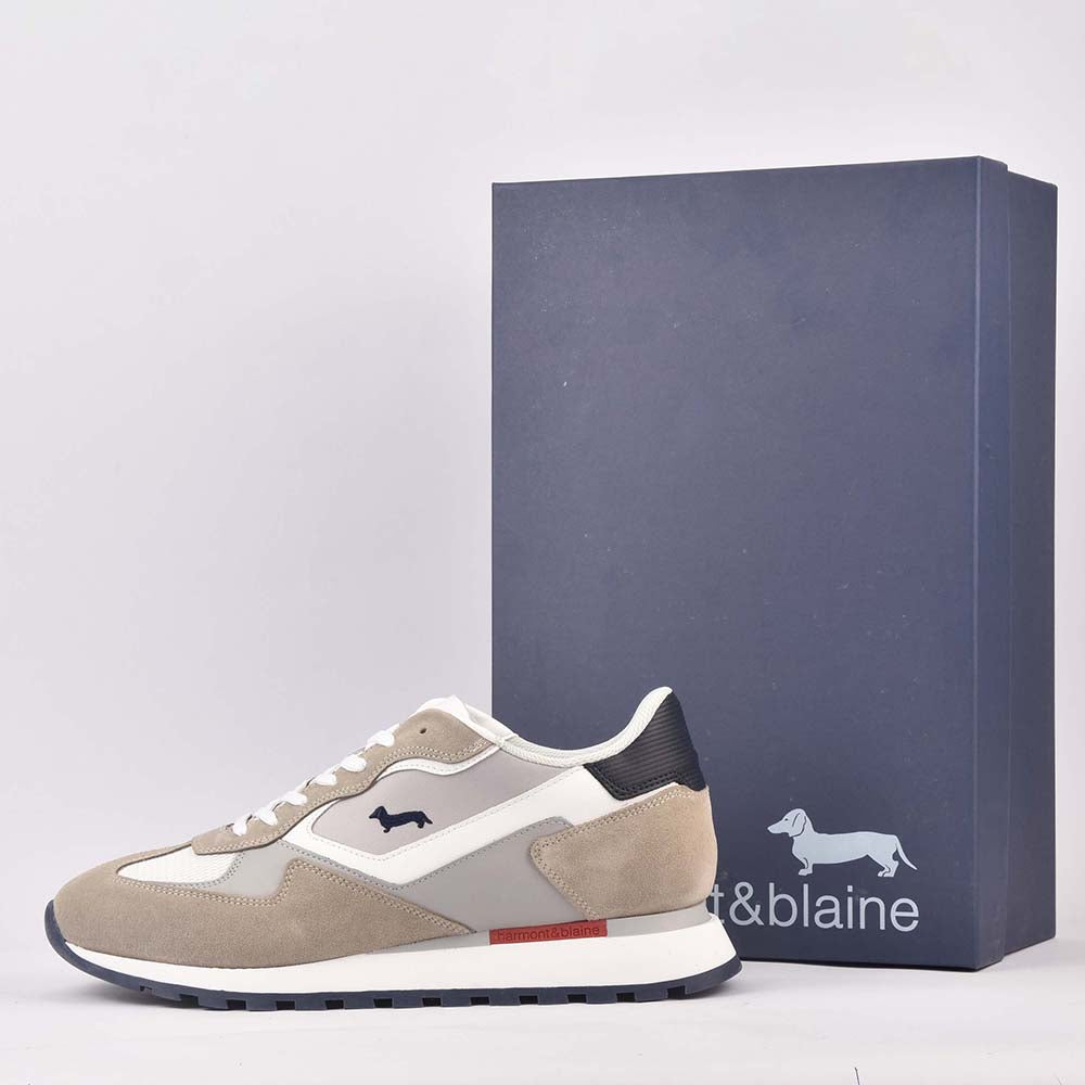 HARMONT AND BLAINE SCARPA UOMO CALF   BEIGE  BIANCO ﻿ 2