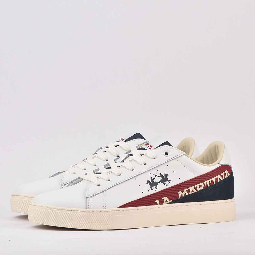 La Martina Baskets en Cuir de Veau Blanc Homme