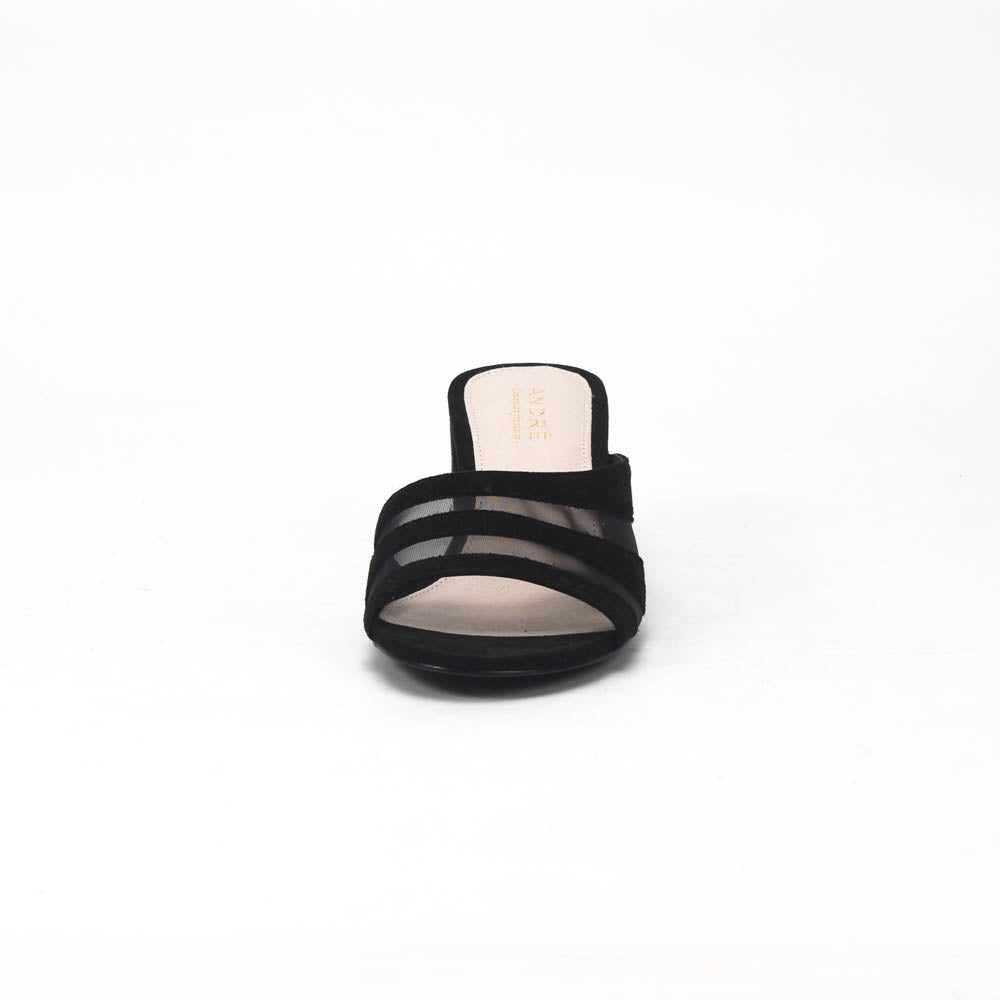 André Mules à Talons Élégantes Noir Femme