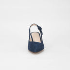 André Escarpins Slingback Daim Bleu Élégants Femme