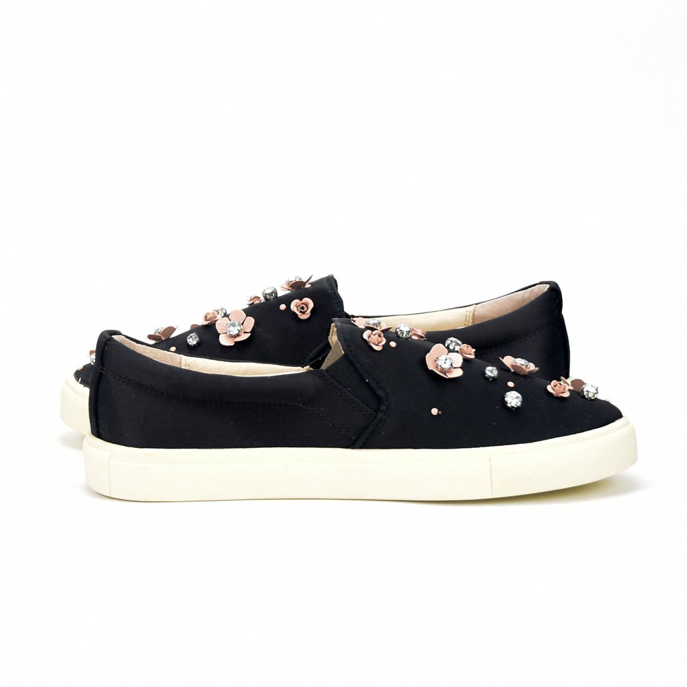 André Slip-on Femme Ornées de Fleurs et Strass