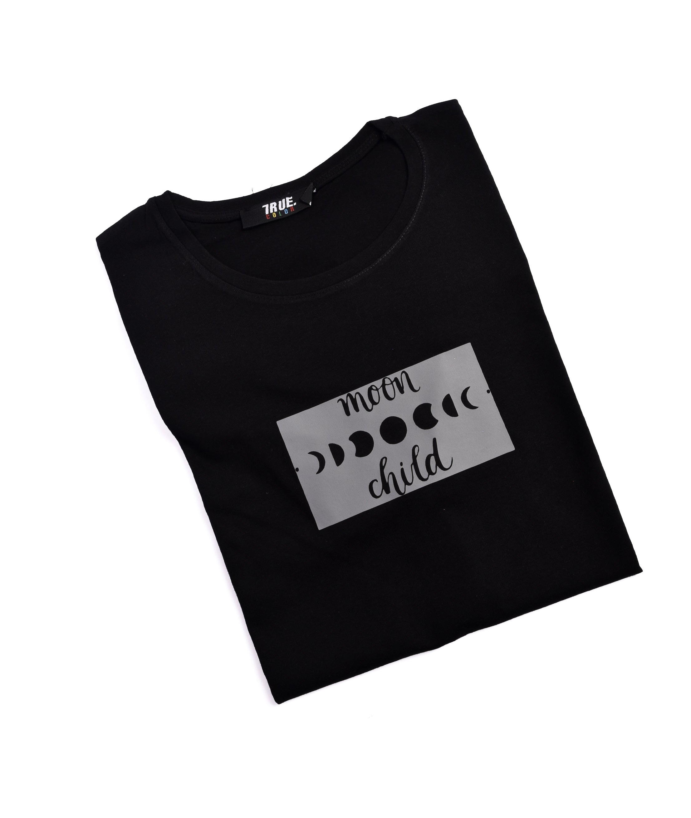 T-shirt Noir Imprimé Moon Child Unisexe