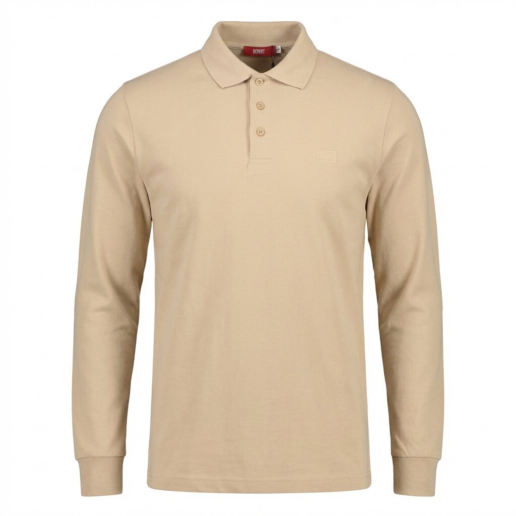Polo Manches Longues Beige Homme Style Décontracté