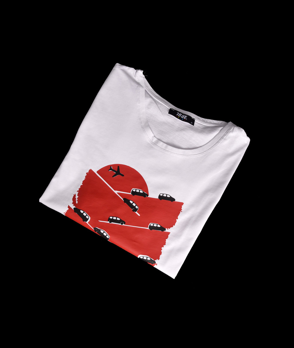 T-shirt BLANC MOTIF VOITURES