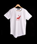 T-shirt BLANC ET ROUGE 2 MOTIF CERF