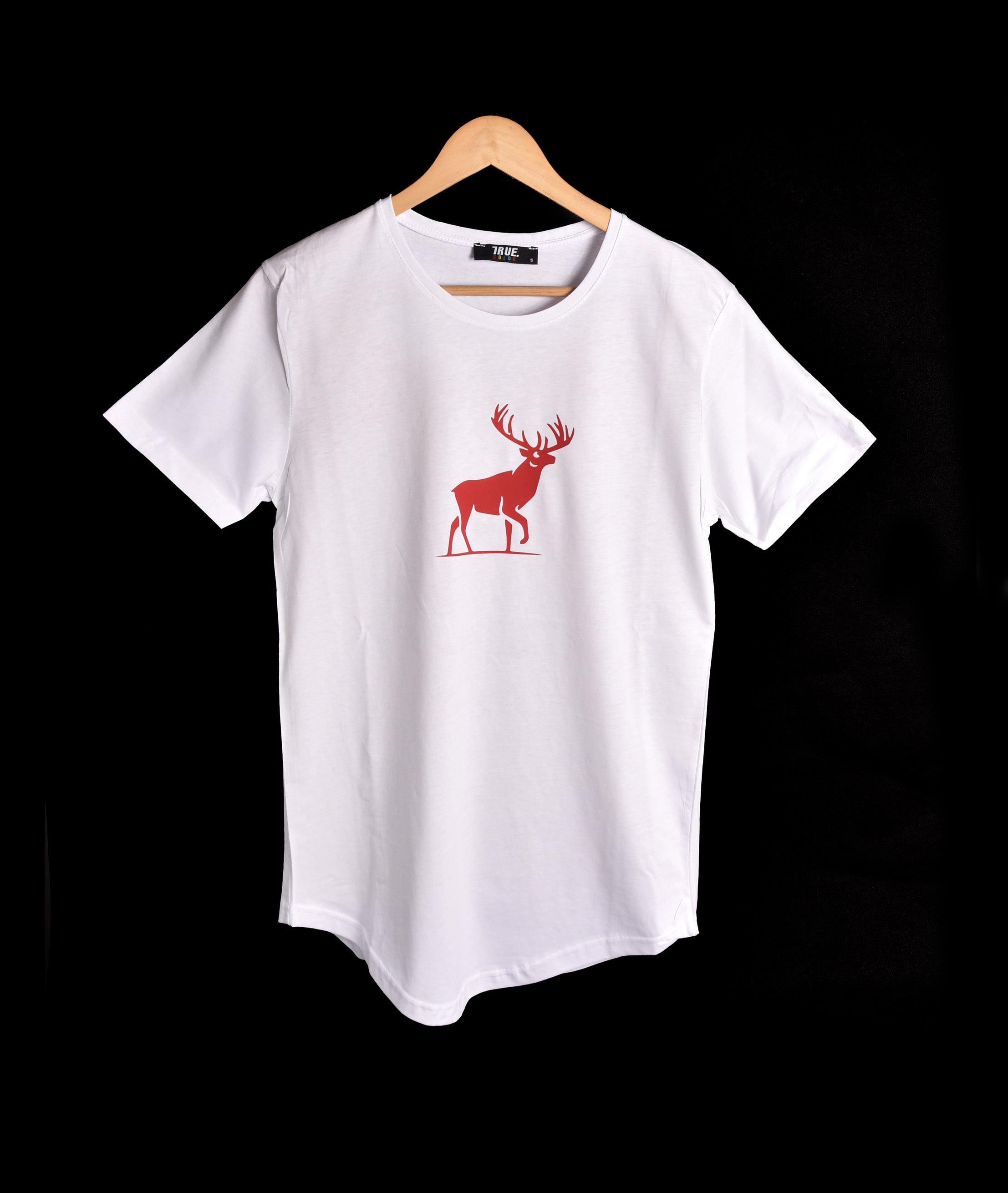T-shirt BLANC ET ROUGE 2 MOTIF CERF