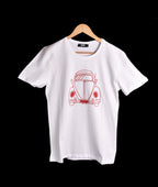 T-shirt BLANC ET ROUGE SAUMON MOTIF VOLKSWAGEN COCCINELLE