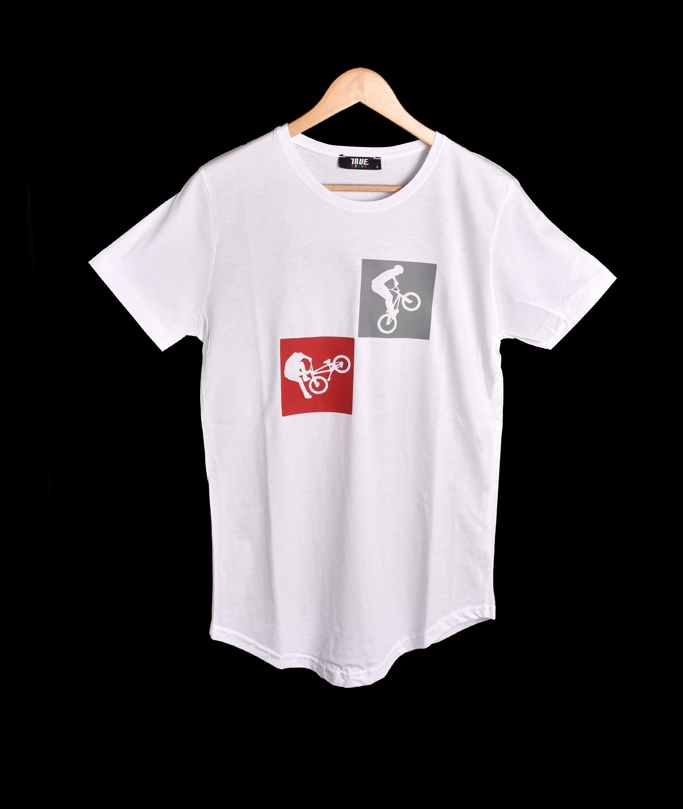T-shirt  BLANC 2 LOGO VELO GRIS ET ROUGE