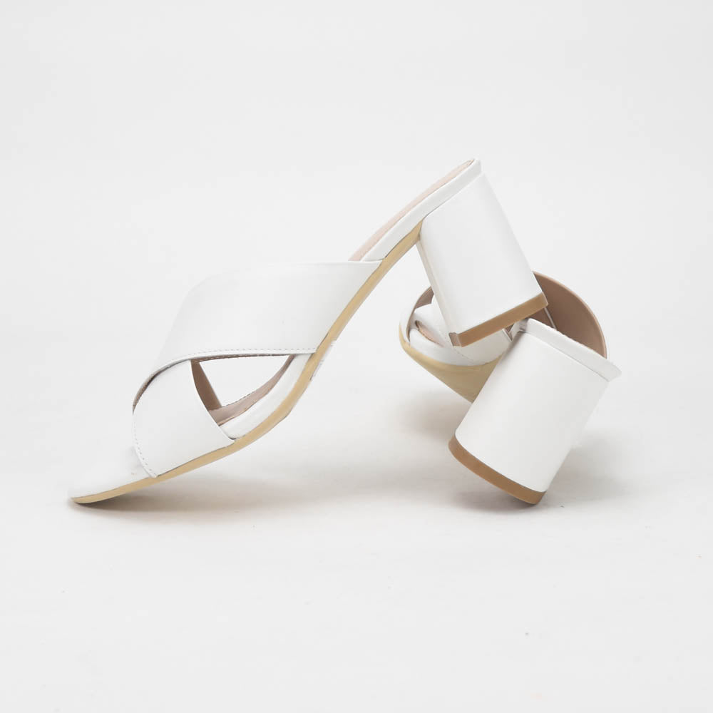 André Mules à Talons Blancs Élégantes Femme