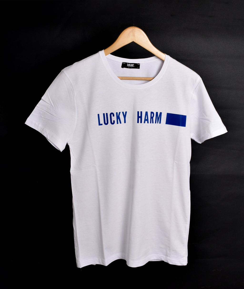 T-shirt BLANC ET BLEU *LUCKY HARM*
