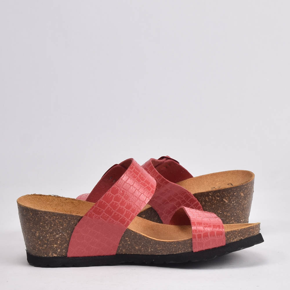 BIRK Sandales Compensées Effet Croco Femme