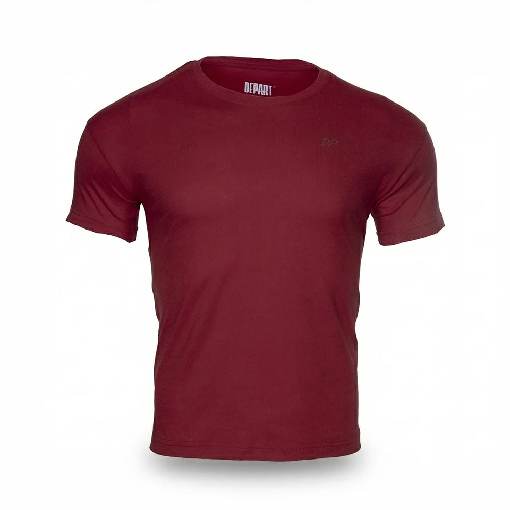 Depart T-Shirt Bordeaux en Coton pour Homme