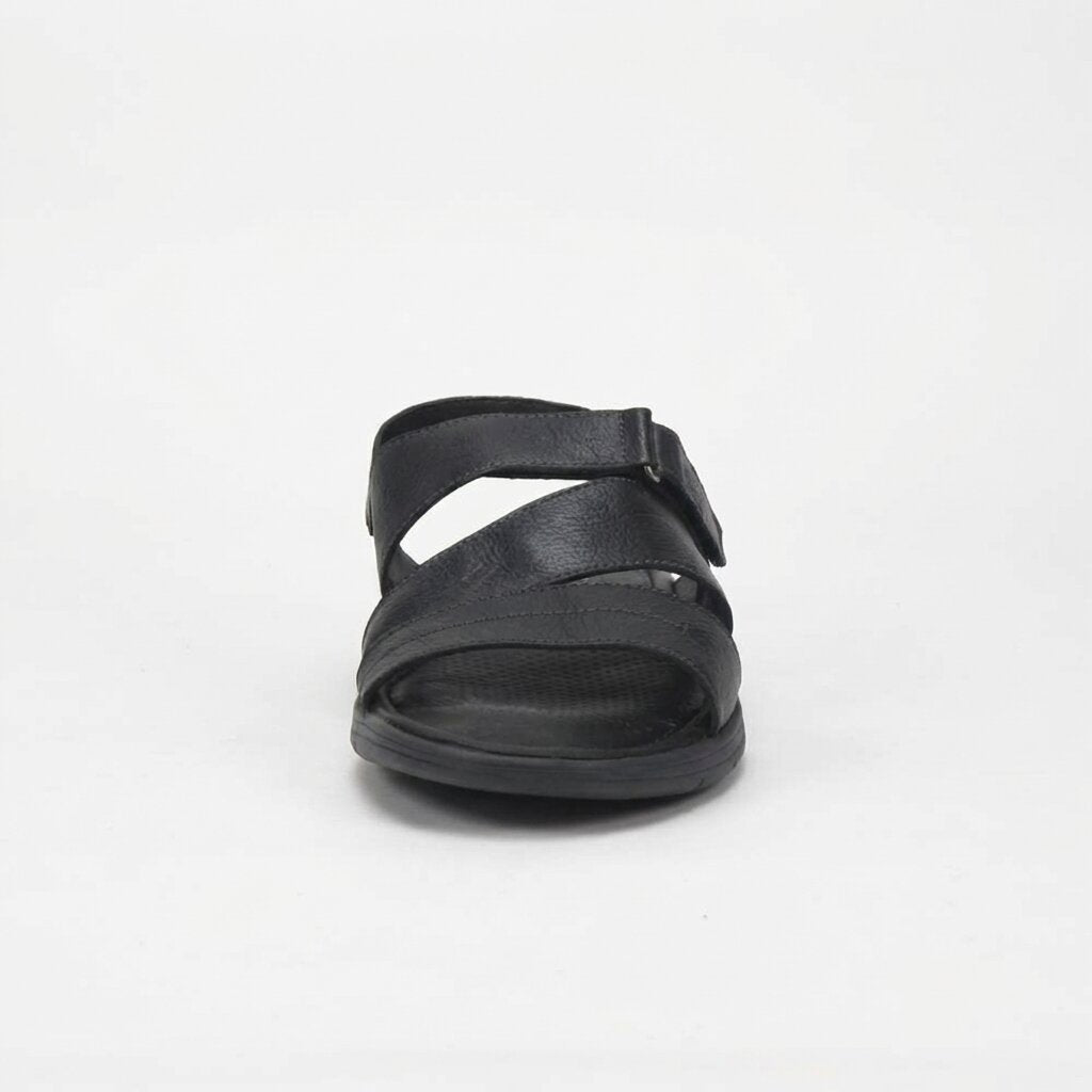 Democrata Sandales Confortables en Cuir Noir Homme