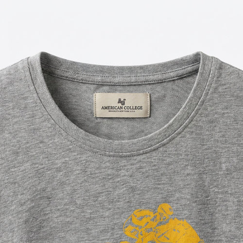 American College T-shirt Imprimé Gris Homme