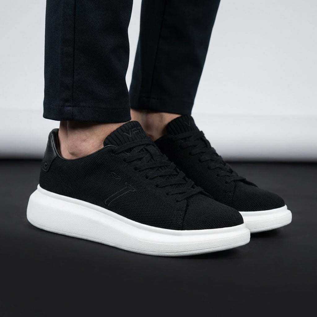 VO7 Baskets Elysee Knit Noir Confortables Homme