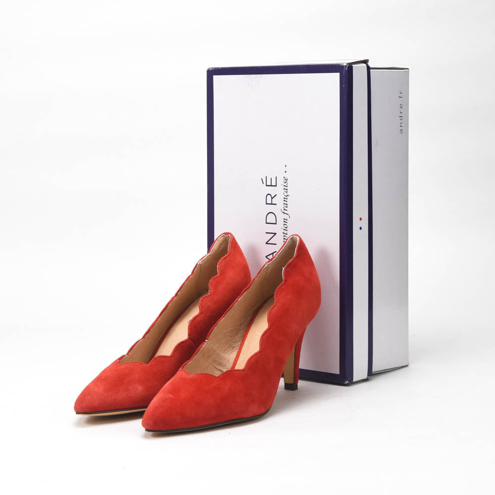 André Escarpins Daim Rouge Élégants Femme