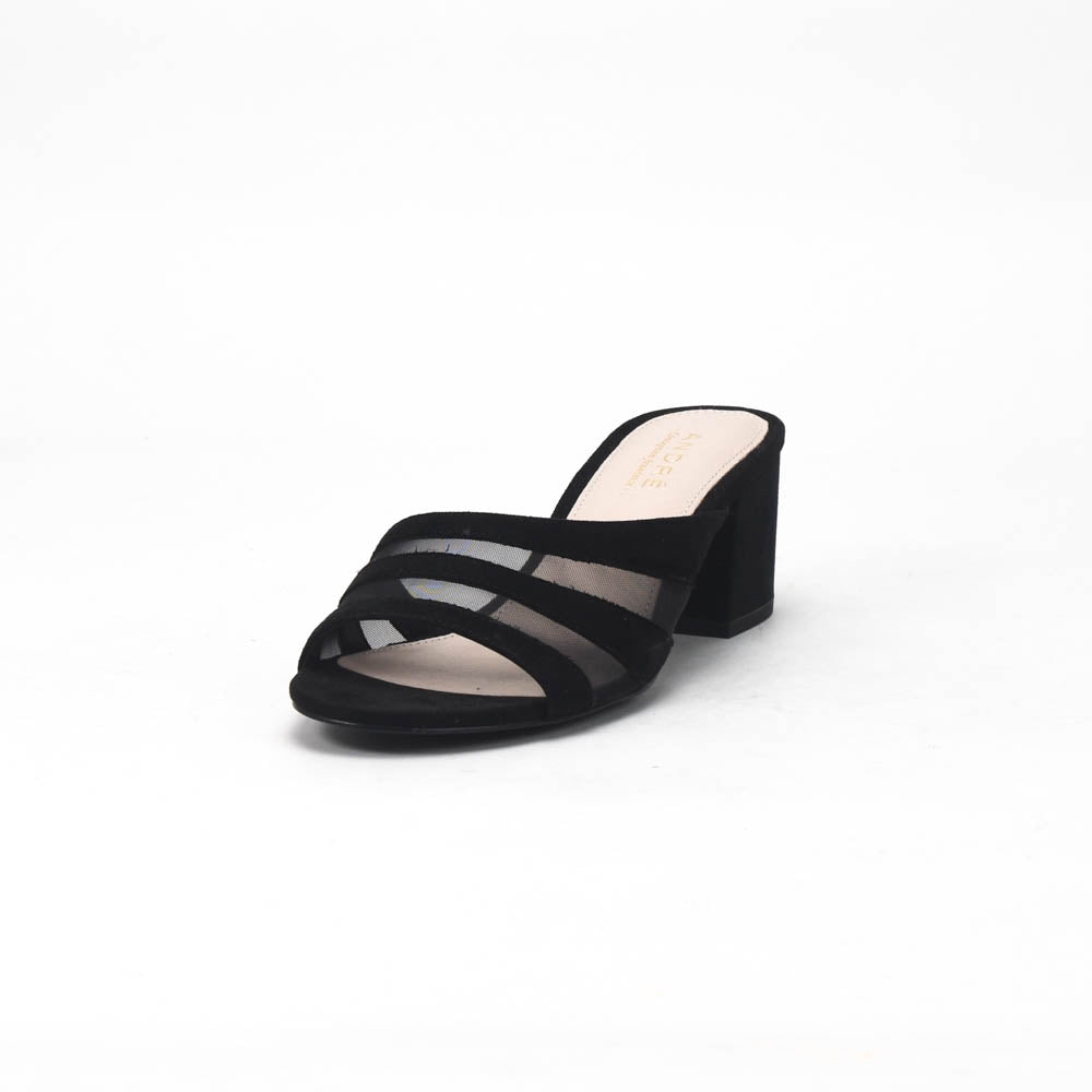 André Mules à Talons Élégantes Noir Femme