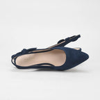 André Escarpins Slingback Daim Bleu Élégants Femme