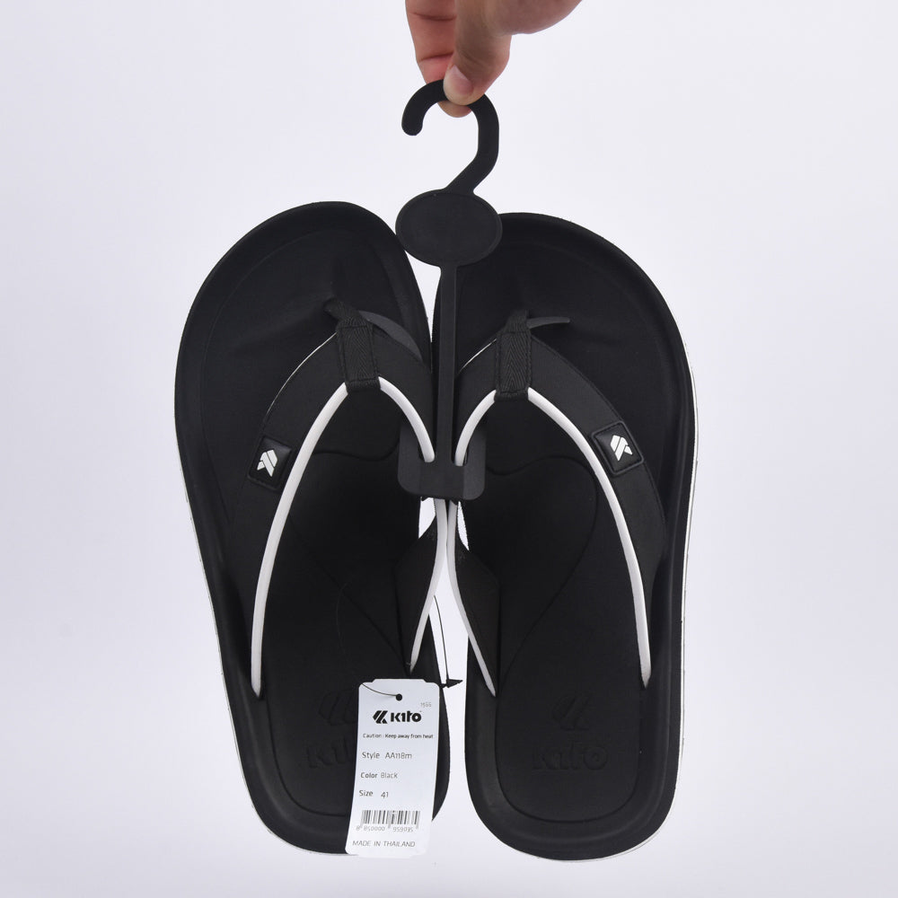 Kito Tongs Confortables Noir et Blanc Homme