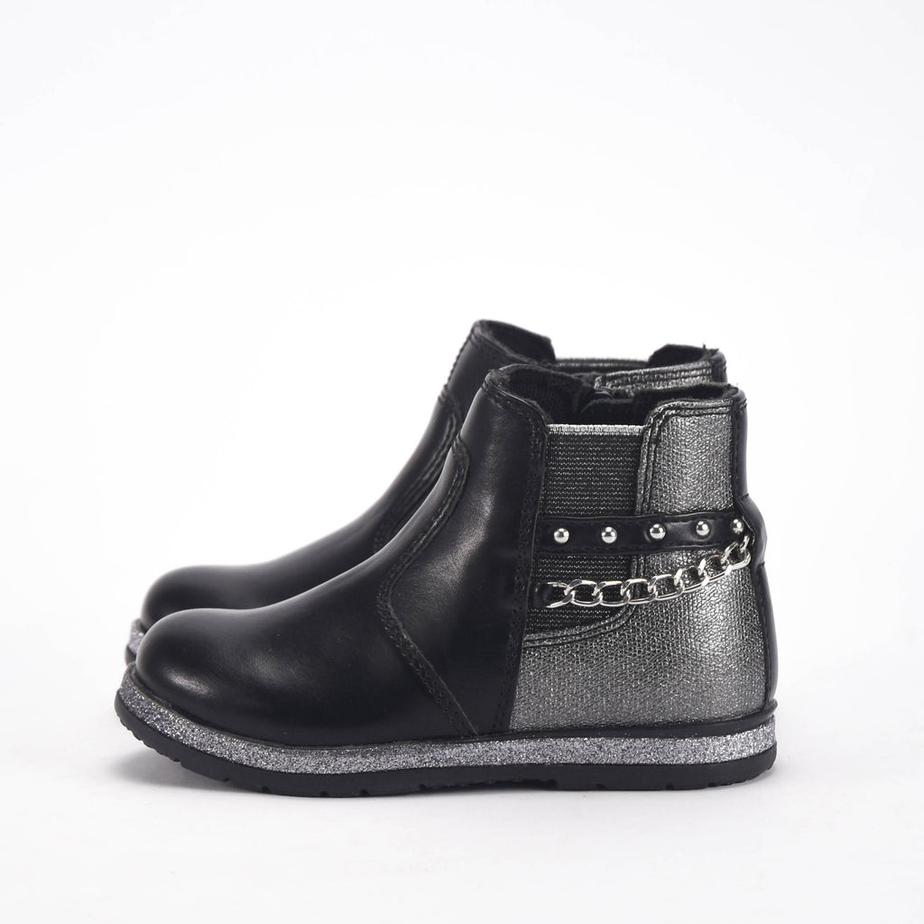 Chicco Bottines Noires avec Détails Argentés Fille