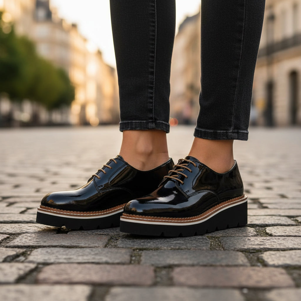 André Derbies Vernies Plateforme Femme
