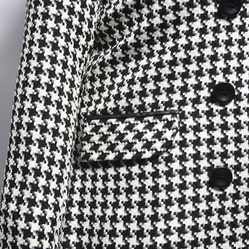 Veste Blazer Femme Motif Pied-de-Poule Élégante