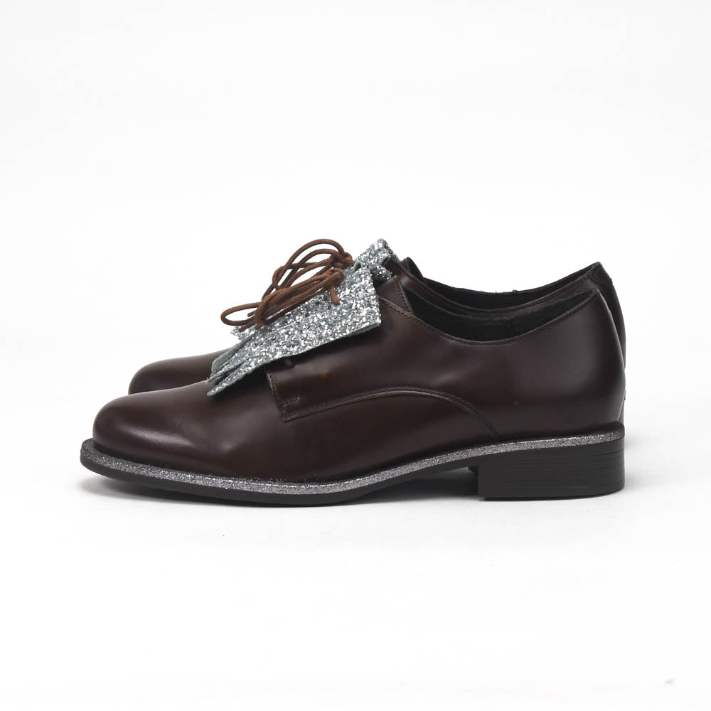 André Chaussures Richelieu Cuir Marron à Franges Femme