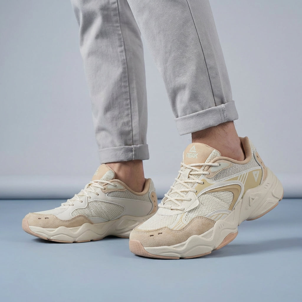 Peak Baskets Chunky Style Beige Confortables Unisexe