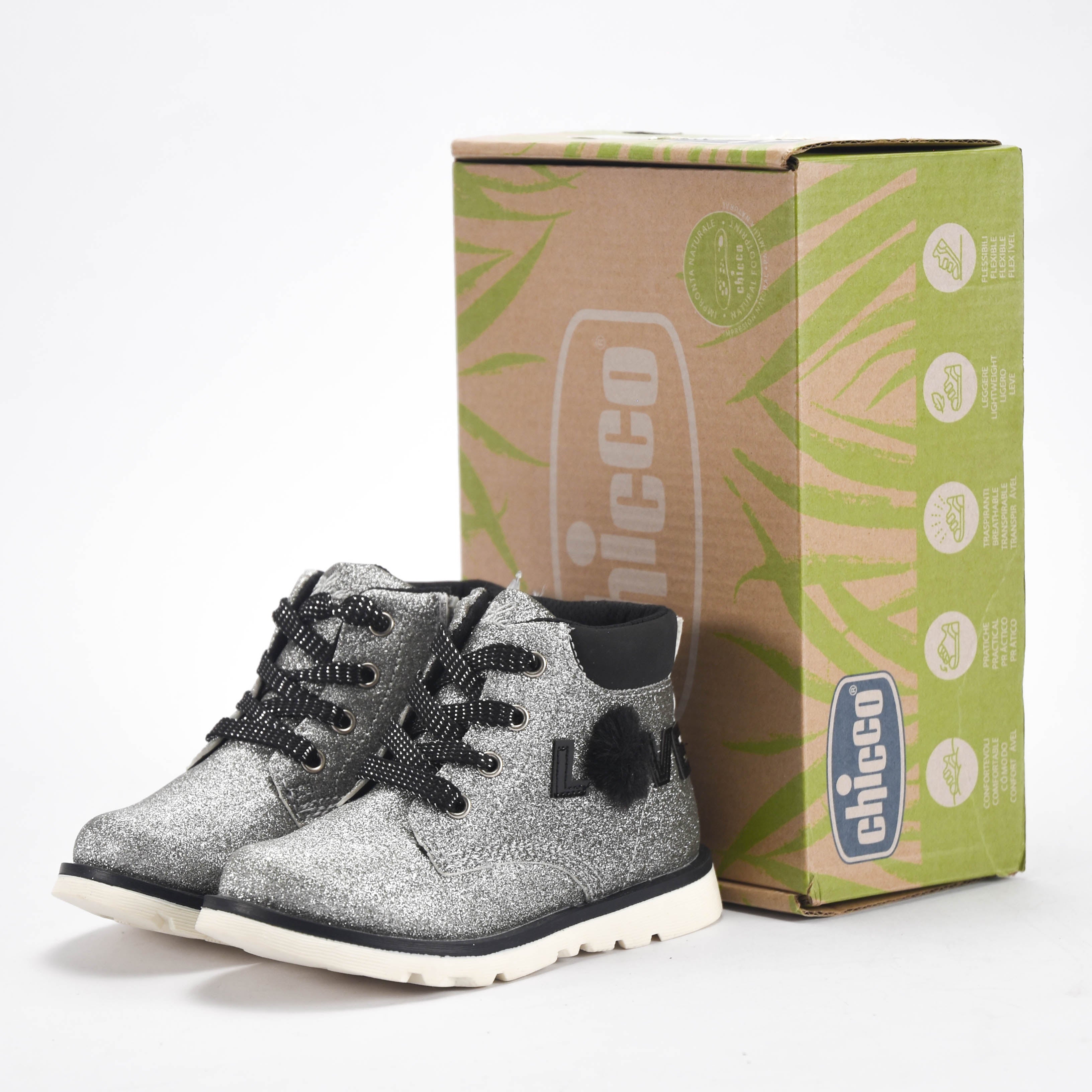 Chicco Bottines Pailletées avec Fermeture Éclair Fille