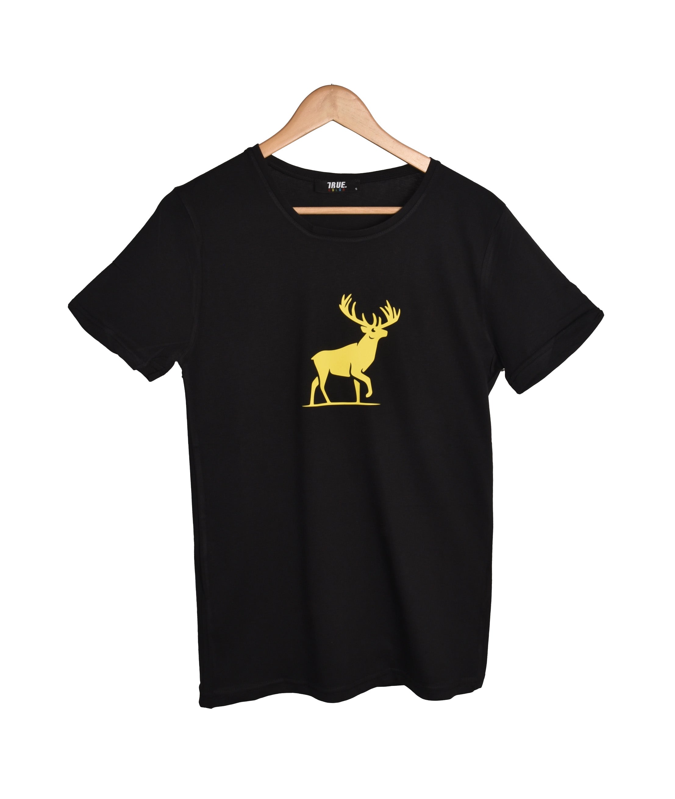 T-shirt NOIR ET JAUNE MOTIF CERF