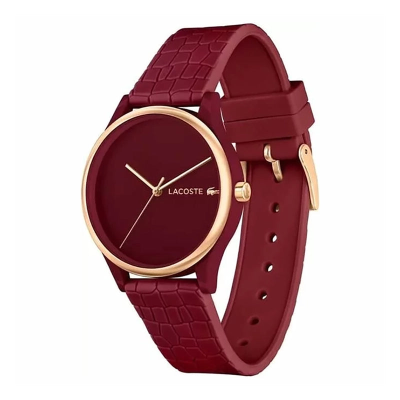 Montre Lacoste Bracelet Effet Croco Bordeaux Femme